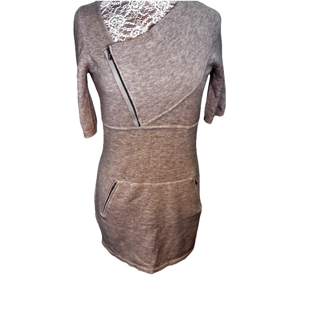 BCBGMAXAZRIA Women's Genie Sweater Dress, Roll Tab Sleeve, Heather, Small
